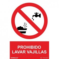 S. PROH. LAVAR VAJILLAS PVC...