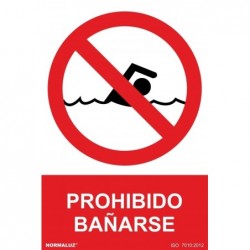 SEÑAL PROHIBIDO BAÑARSE PVC...