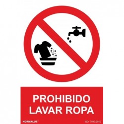 SEÑAL PROHIBIDO LAVAR ROPA...